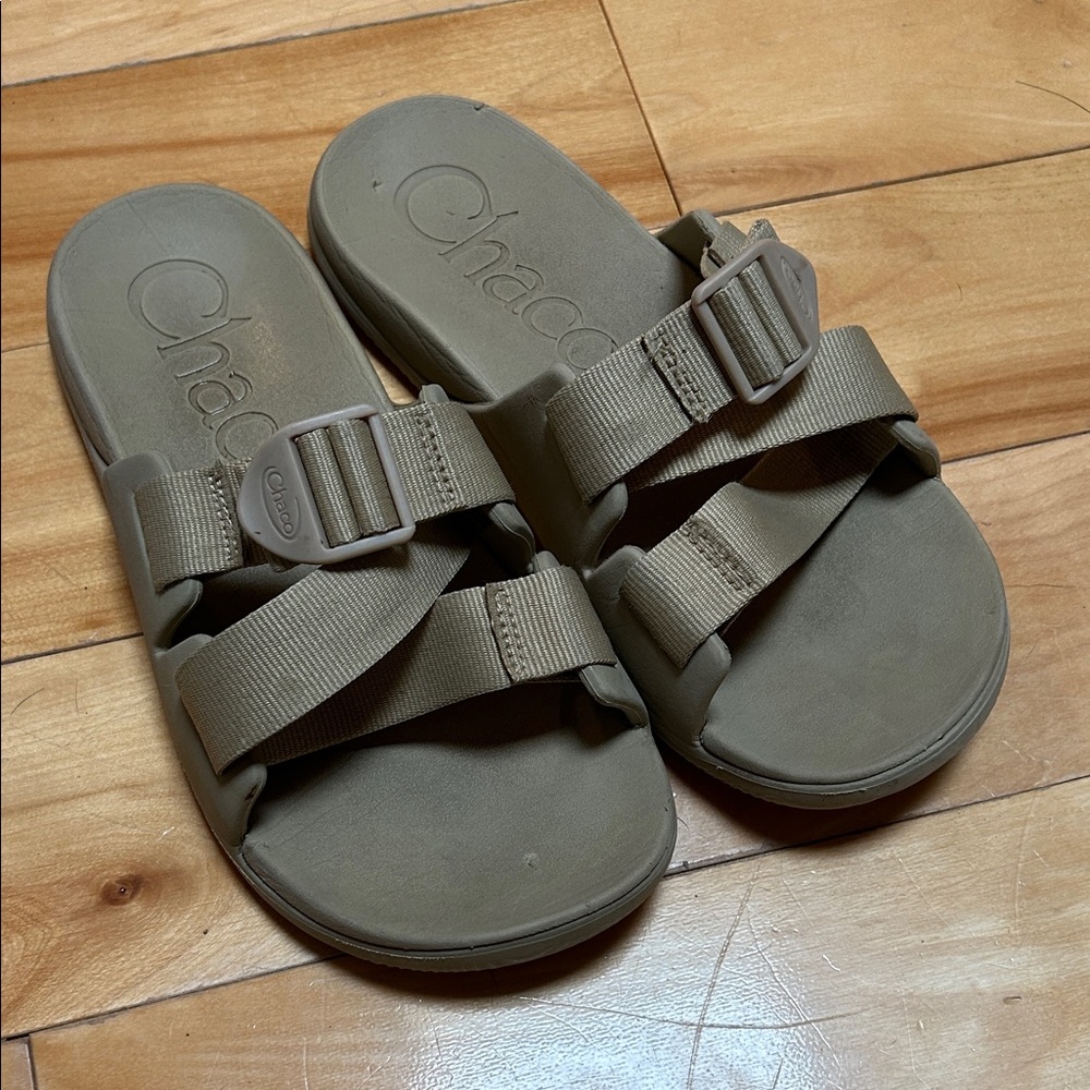 Chaco Tan Slide Sandals with Adjustable Straps